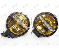 LOT OF 2 12V AMBER HALOGEN FOG LIGHTS LAMPS LIGHT 4X4 OFF ROAD W/ BLACK COVER